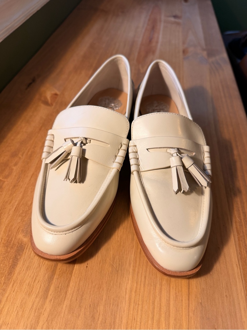 Vince Camuto Cream Leather Tassel Loafers